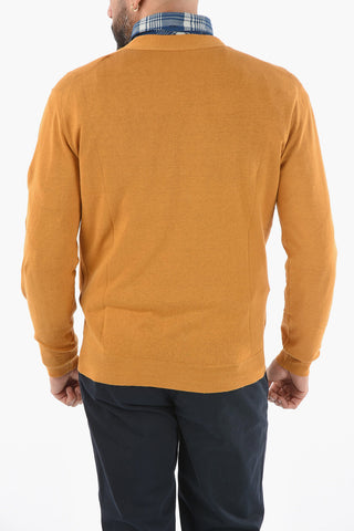 V-Neck Cotton and Flax Cardigan