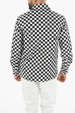 Hidden Buttoning Gingham Motif Cotton Shirt