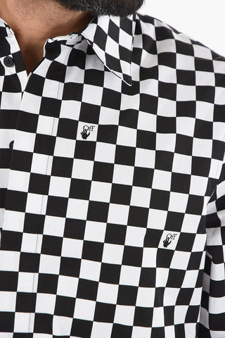 Hidden Buttoning Gingham Motif Cotton Shirt