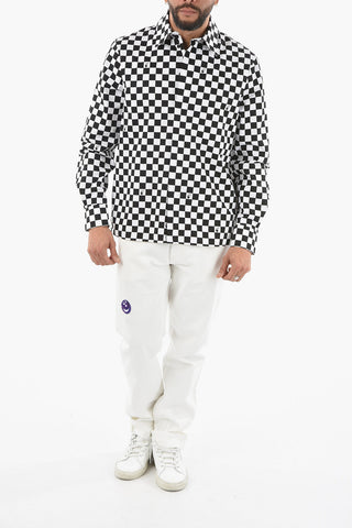 Hidden Buttoning Gingham Motif Cotton Shirt