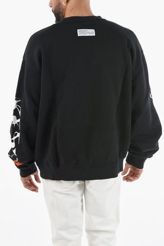Crew Neck Printed Brushed Cotton Sweatshirt