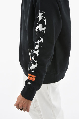 Crew Neck Printed Brushed Cotton Sweatshirt