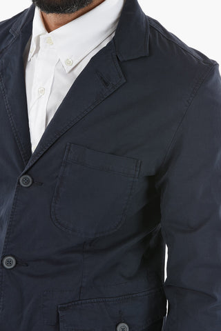 Giacca a 3 Bottoni in Cotone Stretch con Tasche a Toppa