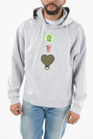 Hooded LOVE PEACE & JOY Sweatshirt Detailed with Patches