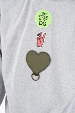 Hooded LOVE PEACE & JOY Sweatshirt Detailed with Patches