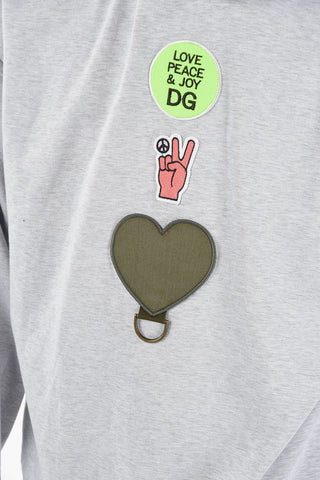Hooded LOVE PEACE & JOY Sweatshirt Detailed with Patches