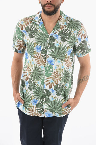 Floral Patterned Short Sleeve Flax BAKER Shirt