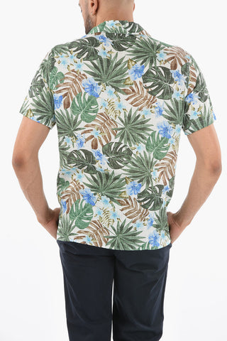 Floral Patterned Short Sleeve Flax BAKER Shirt