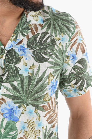Floral Patterned Short Sleeve Flax BAKER Shirt