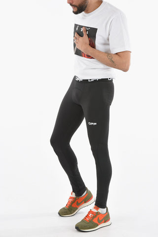 Logoed Elastic Waistband Tech Fabric ACTIVE Leggings