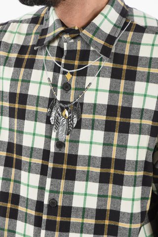 Cotton Flannel FEATHERS NECKLACE Shirt