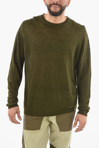 Solid Color Lightweight Linen Crew-Neck Sweater