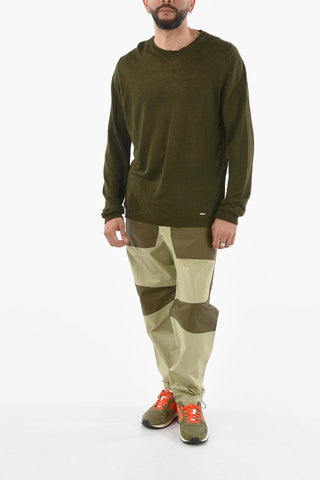 Solid Color Lightweight Linen Crew-Neck Sweater