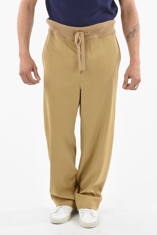 Wool Pants with Knit Detail