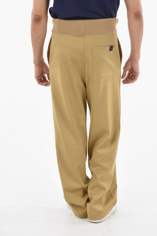 Wool Pants with Knit Detail