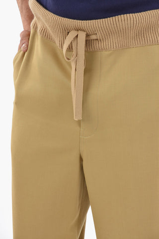 Wool Pants with Knit Detail