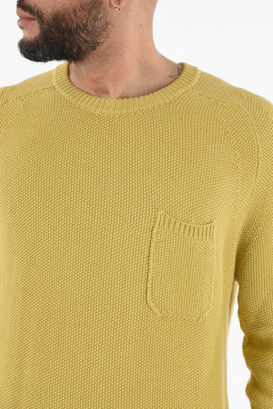 Cotton Crew-neck Sweater with Breast Pocket