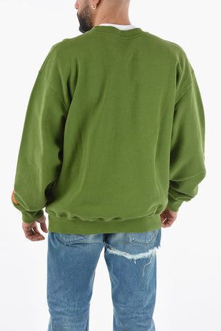 Embroidered Printed Cotton Crew Neck Sweatshirt