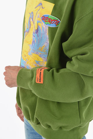 Embroidered Printed Cotton Crew Neck Sweatshirt