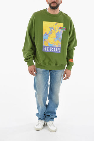 Embroidered Printed Cotton Crew Neck Sweatshirt