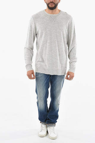 Cotton and Flax Crew-neck Sweater
