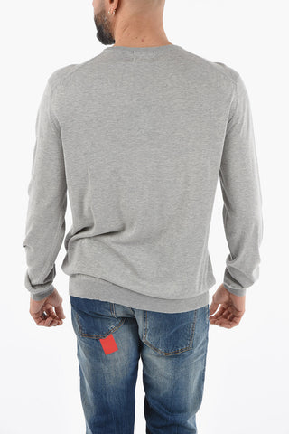 Lightweight Crepe Cotton Crew-Neck Sweater