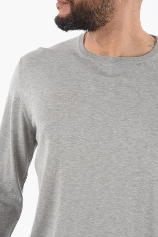 Lightweight Crepe Cotton Crew-Neck Sweater