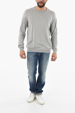 Lightweight Crepe Cotton Crew-Neck Sweater