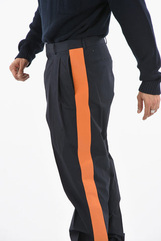 Pantaloni a Doppia Pince con Bande A Contrasto