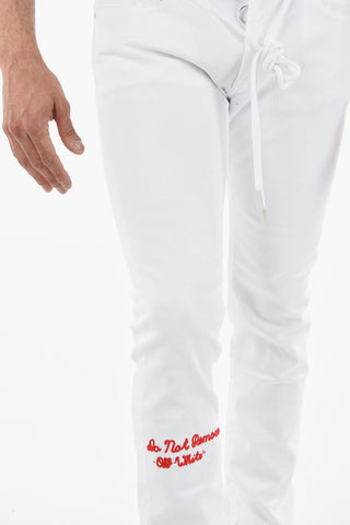Jeans 5 Tasche Skinny Fit con Corda in Vita 16cm