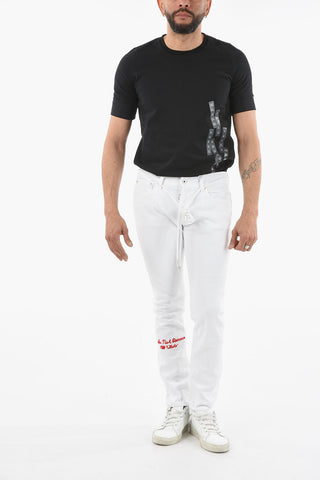 Jeans 5 Tasche Skinny Fit con Corda in Vita 16cm