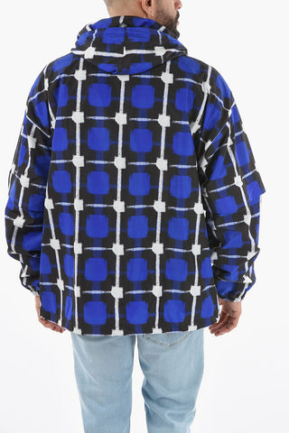Anorak LOGO CHECK in Nylon con Manica Removibile e Cappuccio