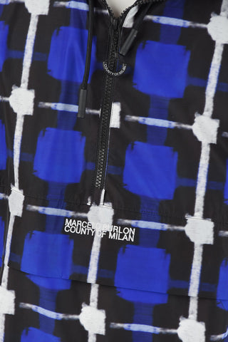 Anorak LOGO CHECK in Nylon con Manica Removibile e Cappuccio