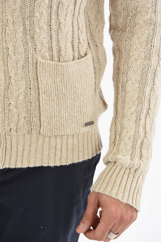 Kable-Knit Linen and Cotton FLAME Maxi Cardigan