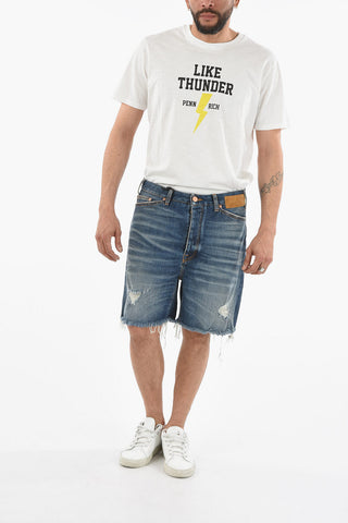 Frayed Hem MANHATTAN Denim Shorts