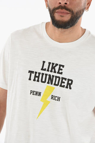 PENN-RICH Contrasting Printed THUNDER SKATE Crew-Neck T-shirt