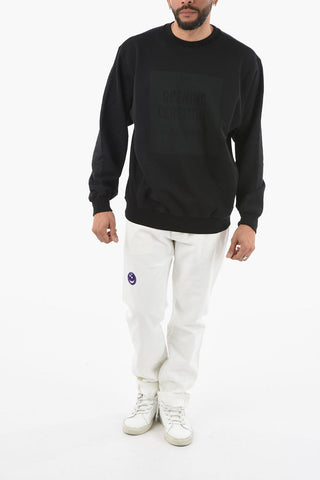 Fleeced Cotton BOX LOGO Crew-neck Sweatshirt