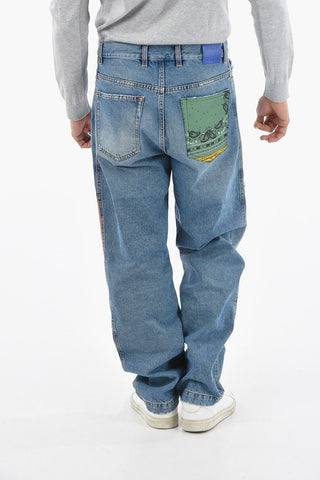 Patchwork Pocket BANDANA Straight Fit Denims 21cm