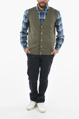V-Neck Flax and Cotton Vest