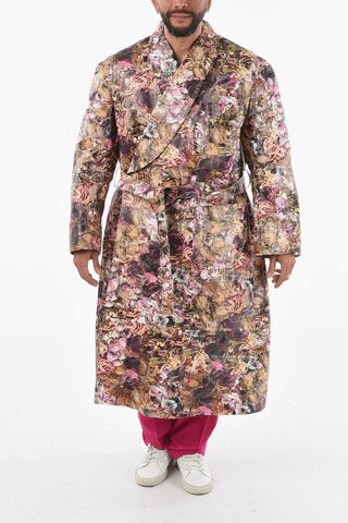 HOMME PLUS Floral Printed Polyethylene Overcoat