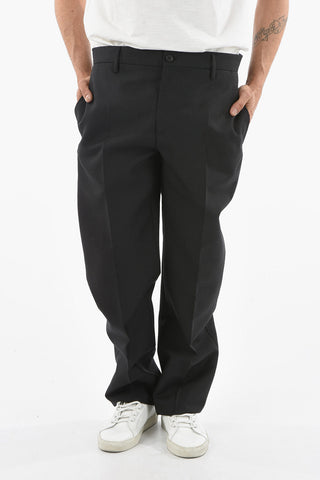 Wool Regular-Waist Wide Pants