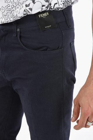 Regular Fit Jeans with Embroidered Logo 18cm