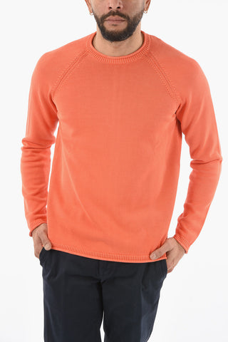 Solid Color Crew-neck Sweater with Raglan Sleeve