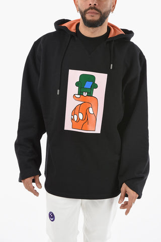 Fleece Cotton HAND CHAIR Hoodie with Maxi Printed on the Front