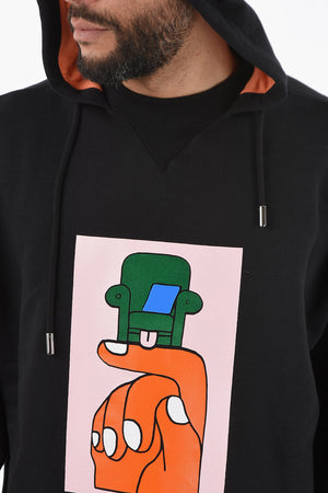 Fleece Cotton HAND CHAIR Hoodie with Maxi Printed on the Front