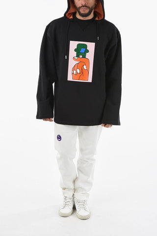 Fleece Cotton HAND CHAIR Hoodie with Maxi Printed on the Front