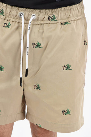All Over Embroidered BROKEN PALM Cotton Shorts