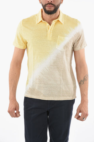 Tie-Dye Effect Flax SMITH Polo Shirt with Breast Pocket