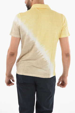Tie-Dye Effect Flax SMITH Polo Shirt with Breast Pocket