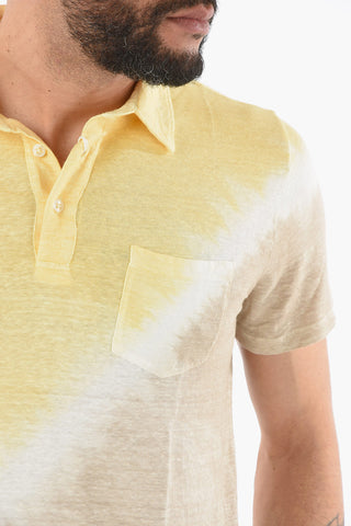 Tie-Dye Effect Flax SMITH Polo Shirt with Breast Pocket